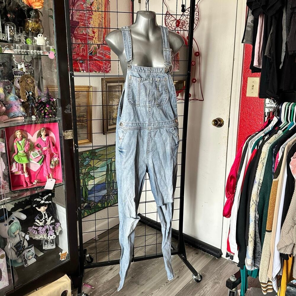 topshop moto overall blue jeans pants